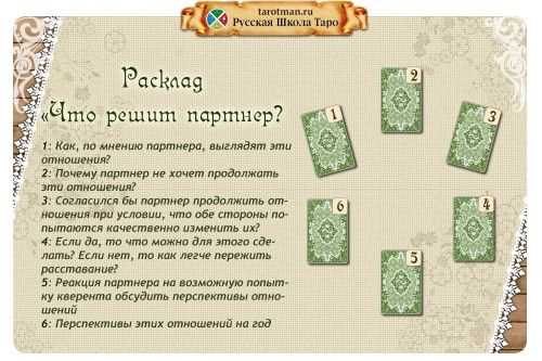 Расклад «Что решит партнёр?»:описание, значение карт